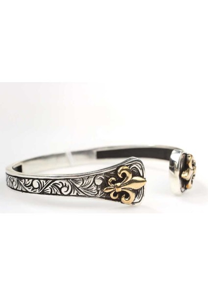 925 Ayar Gümüş ve Bronz Osmanlı Motifli Erkek Bilekliği