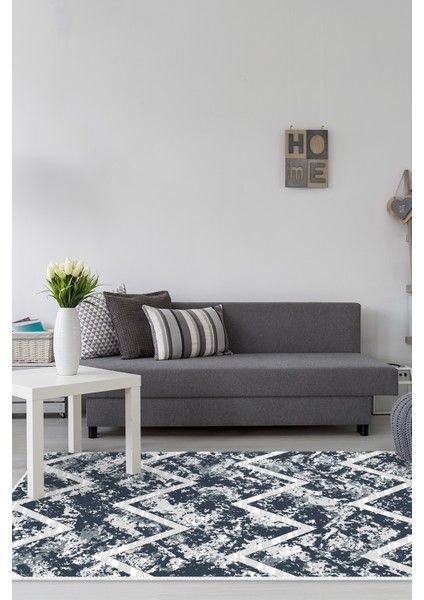 Dijital Salon Halısı Trend Keçe Kaymaz Taban Iskandinav Roxanne Mavi