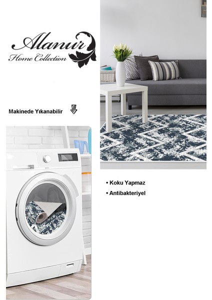 Dijital Salon Halısı Trend Keçe Kaymaz Taban Iskandinav Roxanne Mavi modelleri