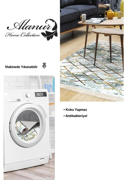 Dijital Salon Halısı Trend Keçe Kaymaz Taban Saçaklı Modern Brooklyn Gri modelleri