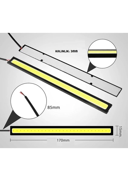 Gündüz Ledi Gündüz Farı LED Sis Farı - Su Geçirmez 17 cm 2 Adet