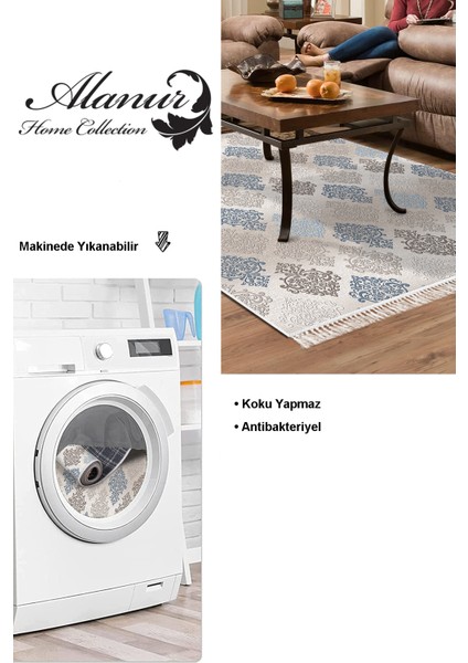 Dijital Salon Halısı Star Pamuk Kaymaz Taban Saçaklı Modern Kye Bej modelleri