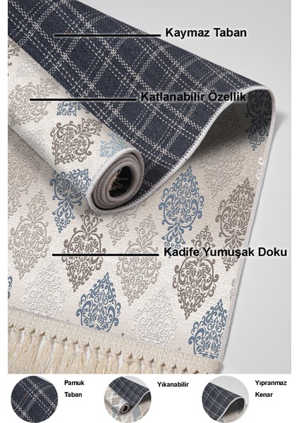 Dijital Salon Halısı Star Pamuk Kaymaz Taban Saçaklı Modern Kye Bej indirimleri