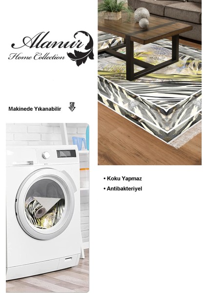 Dijital Salon Halısı Trend Keçe Kaymaz Taban Saçaklı Modern Elliot Gri modelleri