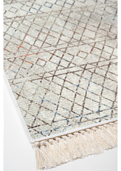 Dijital Salon Halısı Star Pamuk Kaymaz Taban Saçaklı Iskandinav Malu Bej fırsatları