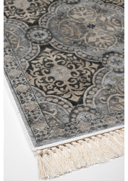 Dijital Salon Halısı Trend Keçe Kaymaz Taban Saçaklı Modern Osana Bej fırsatları