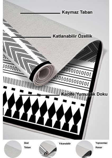 Dijital Salon Halısı Trend Keçe Kaymaz Taban Iskandinav Saxona Siyah
