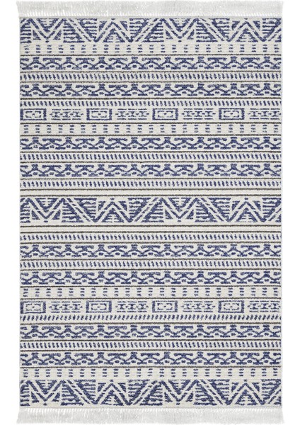 Dijital Salon Halısı Star Pamuk Kaymaz Taban Saçaklı Iskandinav Adelia Mavi fiyatları