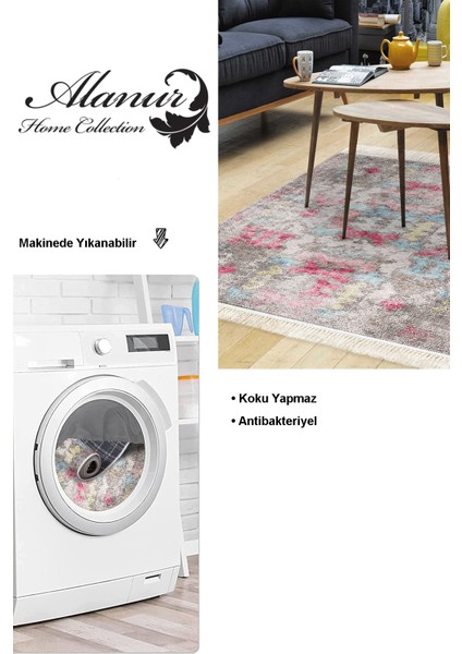 Dijital Salon Halısı Star Pamuk Kaymaz Taban Saçaklı Modern Gertie Renkli modelleri