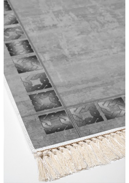 Dijital Salon Halısı Yıldız Deri Kaymaz Taban Saçaklı Modern Twyla Gri fırsatları