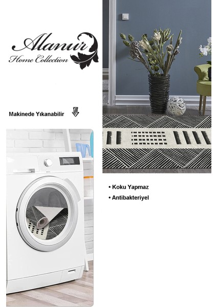 Dijital Salon Halısı Trend Keçe Kaymaz Taban Iskandinav Ailey Gri