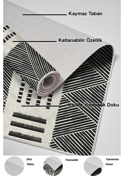 Dijital Salon Halısı Trend Keçe Kaymaz Taban Iskandinav Ailey Gri