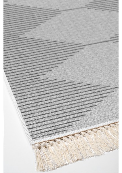 Dijital Salon Halısı Yıldız Deri Kaymaz Taban Saçaklı Iskandinav Kay Gri fırsatları