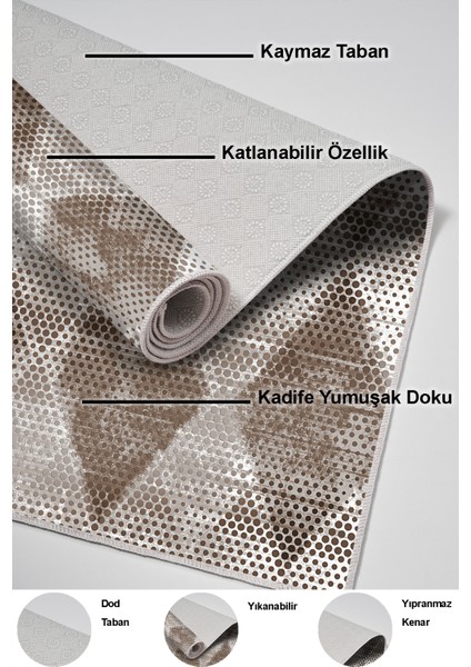 Dijital Salon Halısı Trend Keçe Kaymaz Taban Iskandinav Amaris Kahve indirimleri