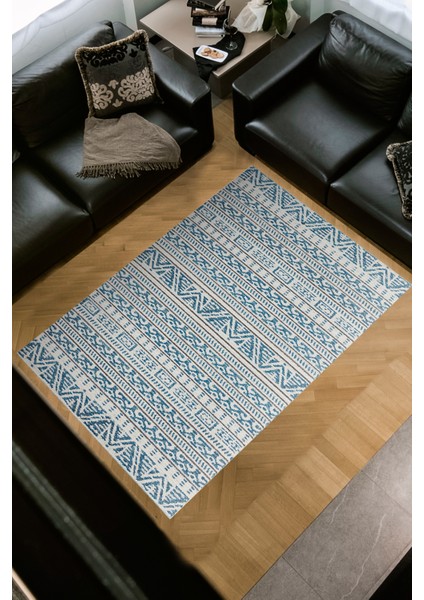 Dijital Salon Halısı Trend Keçe Kaymaz Taban Iskandinav Adelia Lacivert