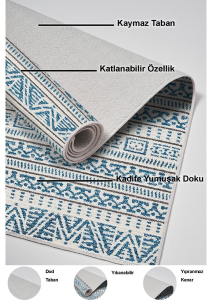 Dijital Salon Halısı Trend Keçe Kaymaz Taban Iskandinav Adelia Lacivert indirimleri