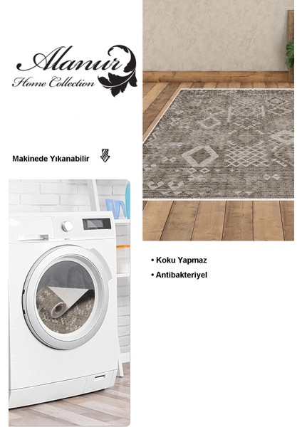 Dijital Salon Halısı Trend Keçe Kaymaz Taban Iskandinav Lorene Kahve modelleri