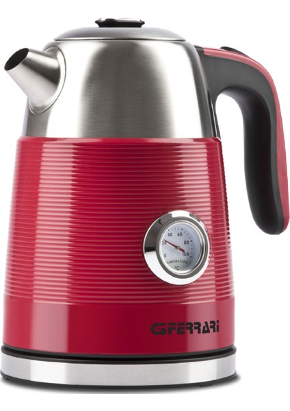 Duca Kırmızı 1.7l Retro, Hızlı Kaynatma Işlevli, Sıcaklık Göstergeli Çelik Su Isıtıcısı Kettle