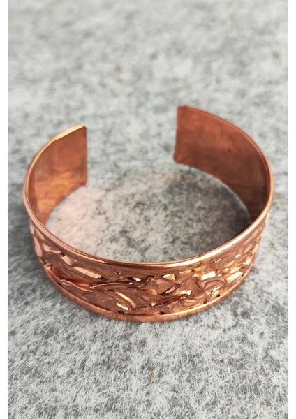 Bakır Renk Rölyef Desen Şekilli Kadın Bileklik El Yapımı Ayarlanabilir Bakır Bileklik modelleri