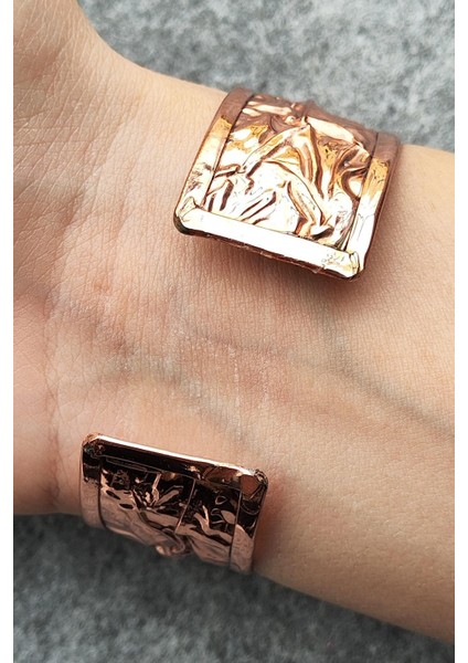 Bakır Renk Rölyef Desen Şekilli Kadın Bileklik El Yapımı Ayarlanabilir Bakır Bileklik fırsatları