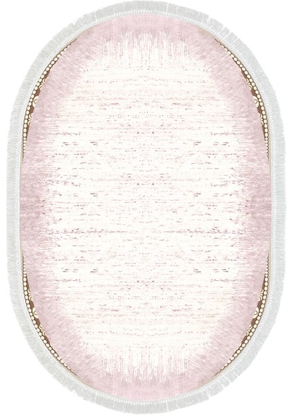 Dijital Mutfak Halısı Star Pamuk Kaymaz Taban Saçaklı Oval Modern Evelina Pudra fiyatları