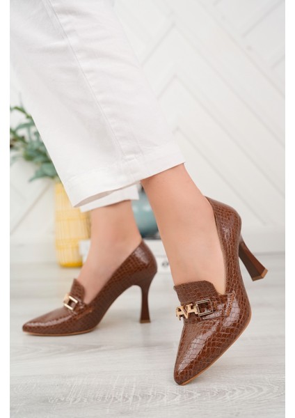 Heather Kadın Topuklu Ayakkabı Yüksek Topuklu V Tokalı Stiletto Abiye Ayakkabı