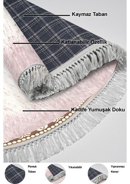 Dijital Mutfak Halısı Star Pamuk Kaymaz Taban Saçaklı Oval Modern Evelina Pudra indirimleri