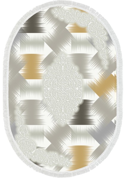 Dijital Mutfak Halısı Yıldız Deri Kaymaz Taban Saçaklı Oval Modern Cleo Krem fiyatları