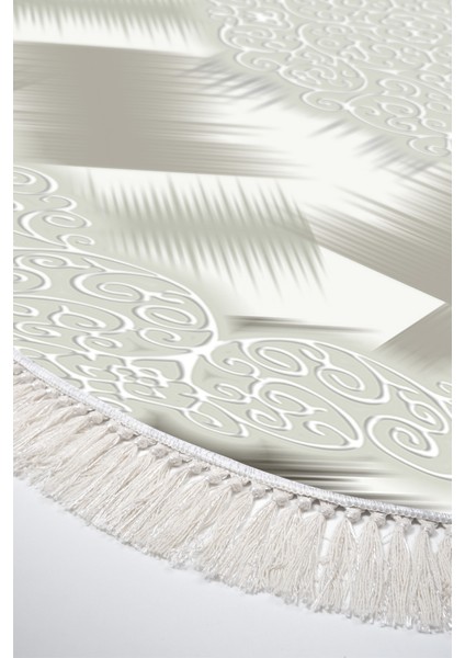 Dijital Mutfak Halısı Yıldız Deri Kaymaz Taban Saçaklı Oval Modern Cleo Krem fırsatları