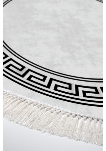 Dijital Mutfak Halısı Trend Keçe Kaymaz Taban Saçaklı Yuvarlak Modern Cassietta Antrasit fırsatları