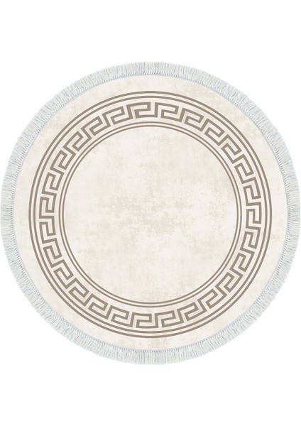 Dijital Mutfak Halısı Trend Keçe Kaymaz Taban Saçaklı Yuvarlak Modern Cassietta Krem fiyatları