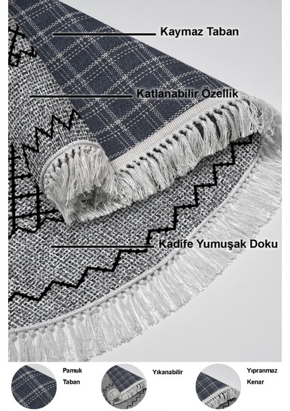 Dijital Mutfak Halısı Star Pamuk Kaymaz Taban Saçaklı Oval Modern Christie Gri indirimleri