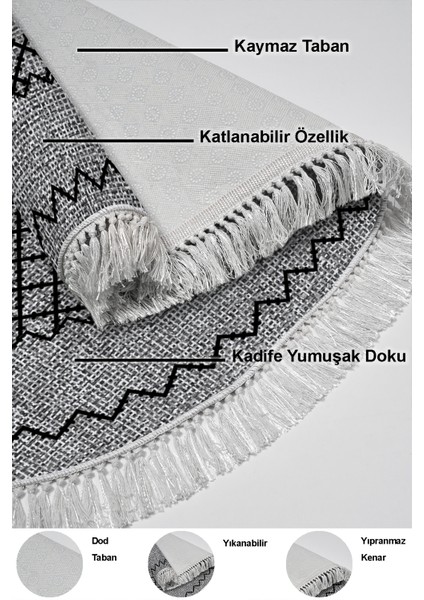 Dijital Mutfak Halısı Trend Keçe Kaymaz Taban Saçaklı Oval Modern Christie Gri indirimleri