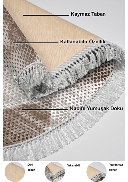 Dijital Mutfak Halısı Yıldız Deri Kaymaz Taban Saçaklı Oval Iskandinav Amaris Kahve