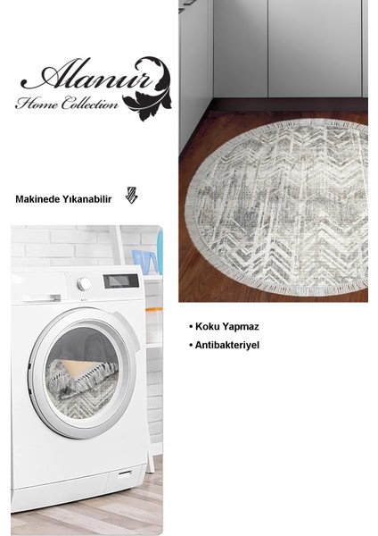 Dijital Mutfak Halısı Yıldız Deri Kaymaz Taban Saçaklı Yuvarlak Iskandinav Mel Gri modelleri