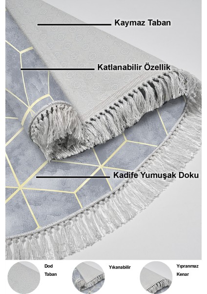 Dijital Mutfak Halısı Trend Keçe Kaymaz Taban Saçaklı Oval Modern Hope Mavi indirimleri