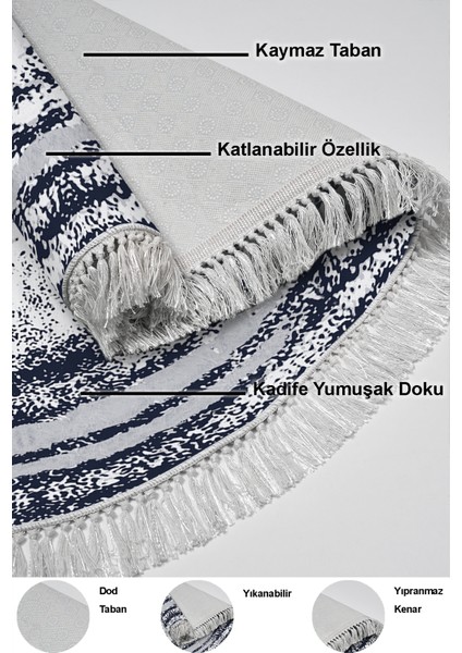 Dijital Mutfak Halısı Trend Keçe Kaymaz Taban Saçaklı Oval Modern Mollie Lacivert indirimleri