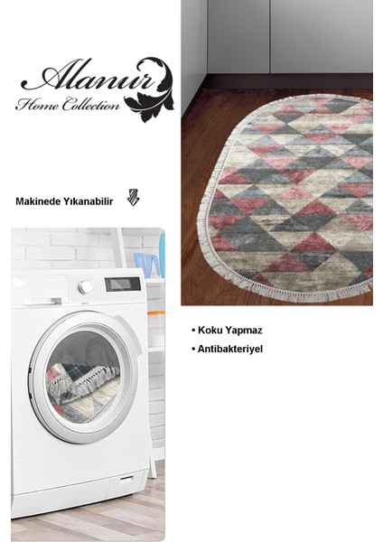 Dijital Mutfak Halısı Star Pamuk Kaymaz Taban Saçaklı Oval Iskandinav Kitty Pudra modelleri