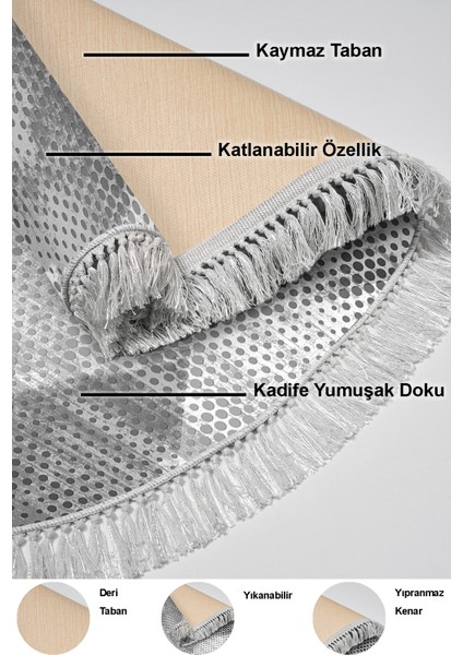 Dijital Mutfak Halısı Yıldız Deri Kaymaz Taban Saçaklı Oval Iskandinav Amaris Gri