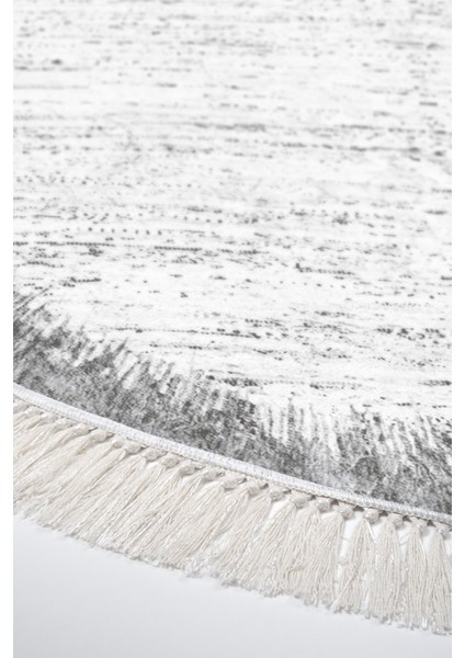 Dijital Mutfak Halısı Star Pamuk Kaymaz Taban Saçaklı Yuvarlak Modern Evelina Gri fırsatları