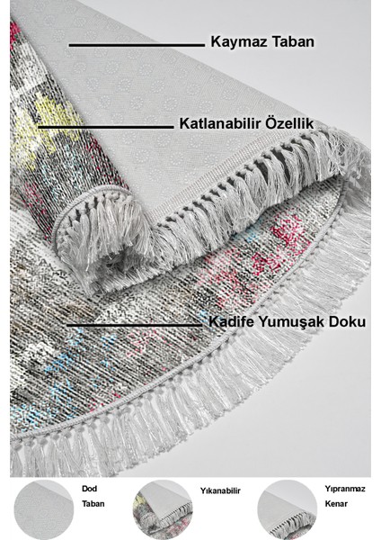 Dijital Mutfak Halısı Trend Keçe Kaymaz Taban Saçaklı Oval Modern Gertie Renkli indirimleri