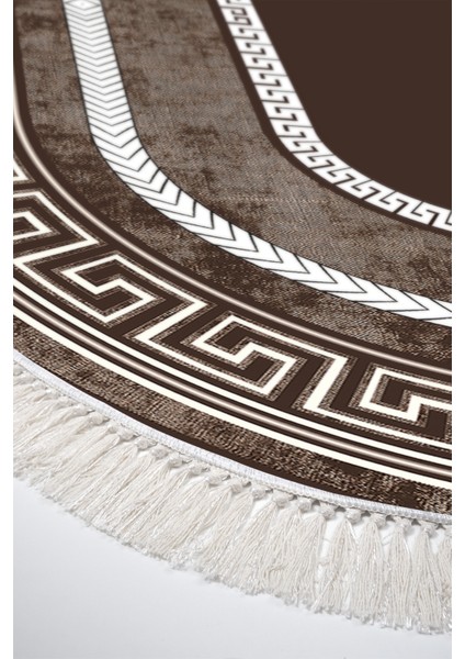 Dijital Mutfak Halısı Star Pamuk Kaymaz Taban Saçaklı Oval Modern Carmel Kahve fırsatları