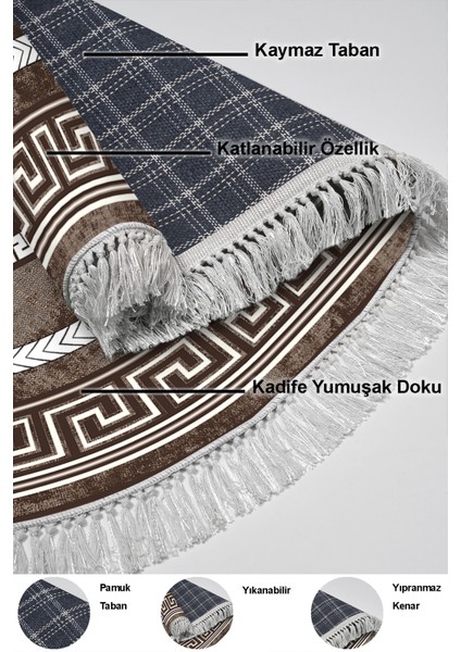 Dijital Mutfak Halısı Star Pamuk Kaymaz Taban Saçaklı Oval Modern Carmel Kahve indirimleri