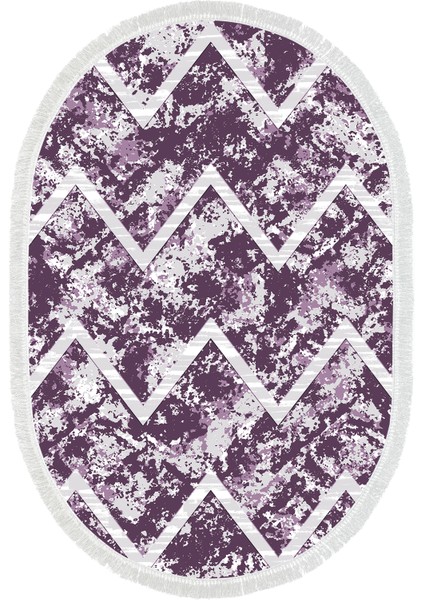 Dijital Mutfak Halısı Trend Keçe Kaymaz Taban Saçaklı Oval Iskandinav Roxanne Mor fiyatları