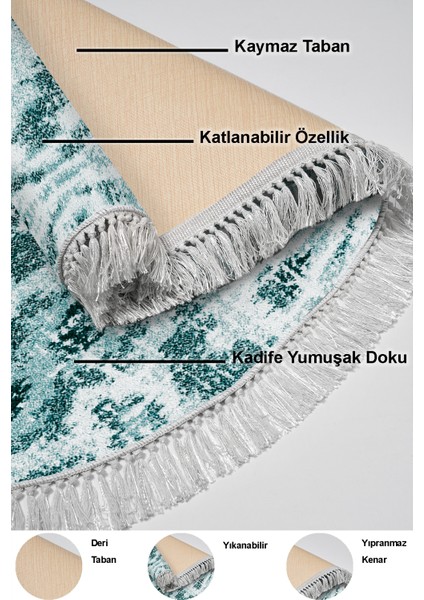 Dijital Mutfak Halısı Yıldız Deri Kaymaz Taban Saçaklı Oval Iskandinav Annika Turkuaz indirimleri