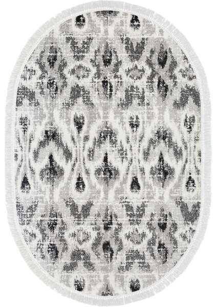 Dijital Mutfak Halısı Trend Keçe Kaymaz Taban Saçaklı Oval Iskandinav Annika Gri fiyatları