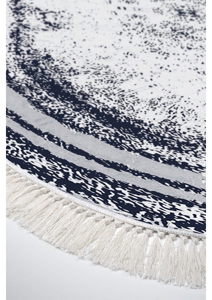 Dijital Mutfak Halısı Trend Keçe Kaymaz Taban Saçaklı Oval Modern Mollie Lacivert fırsatları