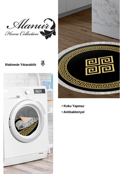 Dijital Mutfak Halısı Yıldız Deri Kaymaz Taban Saçaklı Yuvarlak Modern Kathryn Gold modelleri