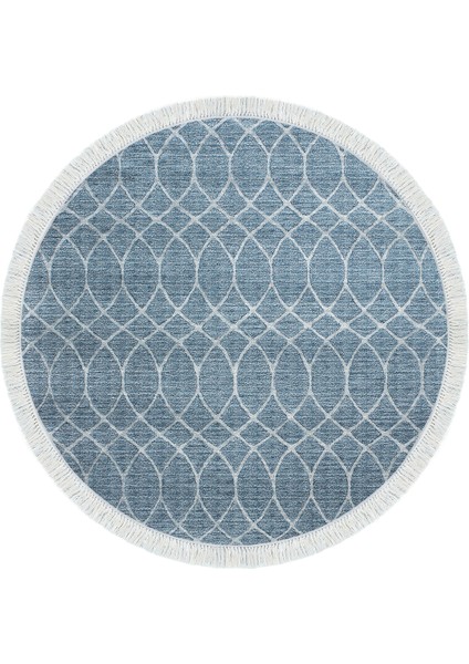 Dijital Mutfak Halısı Yıldız Deri Kaymaz Taban Saçaklı Yuvarlak Iskandinav Celestine Lacivert fiyatları