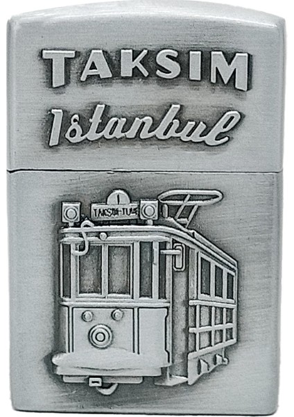 Istanbul Taksim Tramvay Kabartmalı Metal Gazlı Çakmak 1 Adet